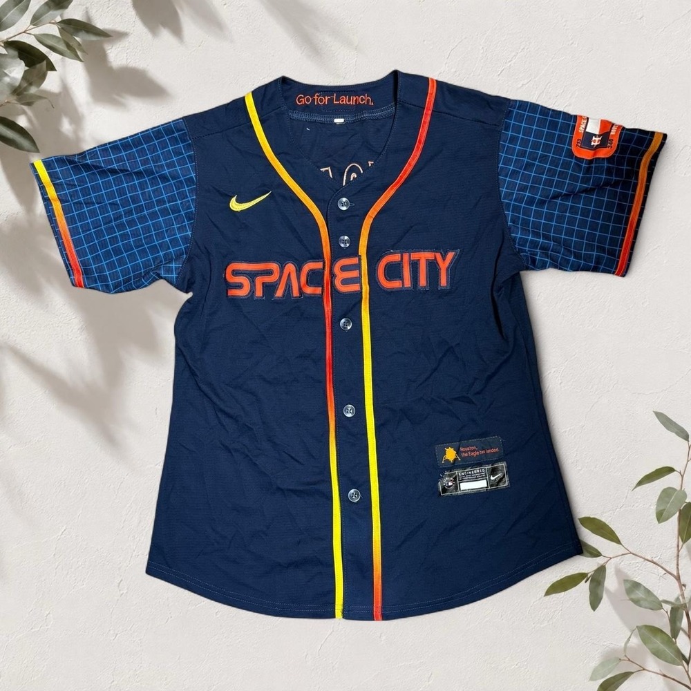 Nike Houston Astros Space City Alvarez 44 Baseball Jersey Blue Large